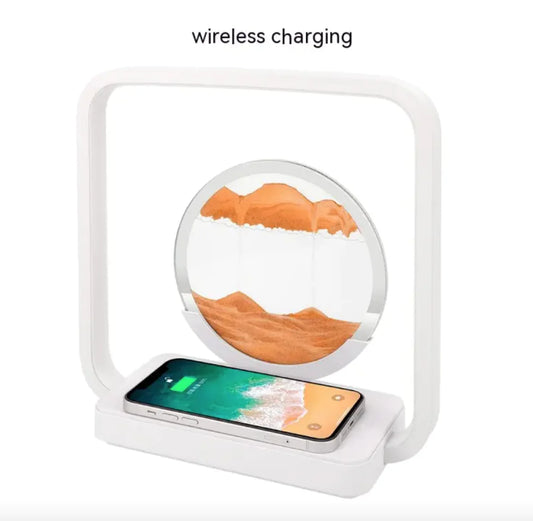 LED Quicksand Painting Night Lamp with Wireless Charger and USB