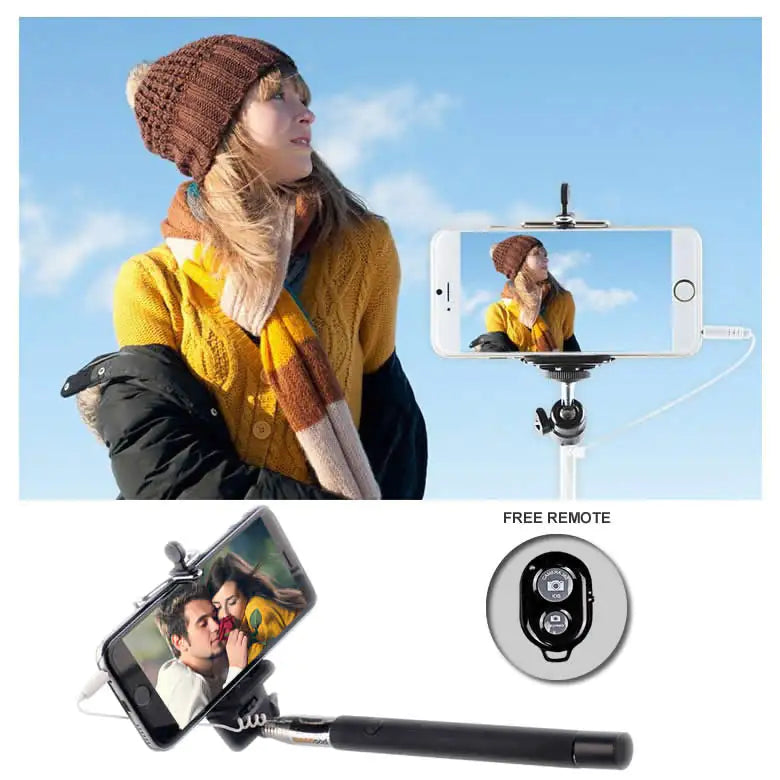 Never Charge Auto Monopod Selfie Stick - PLUS A BONUS FREE REMOTE!