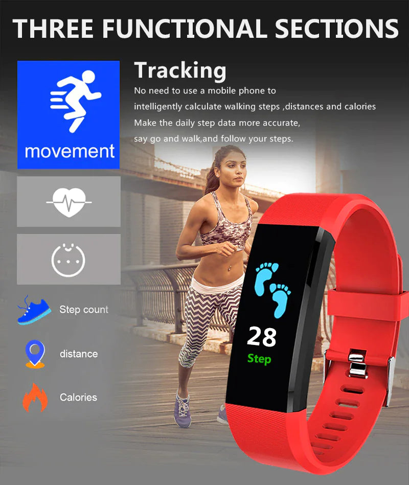 Fitness Smart Watch Activity Tracker Heart Rate For Women Men Oxygen BP Monitor